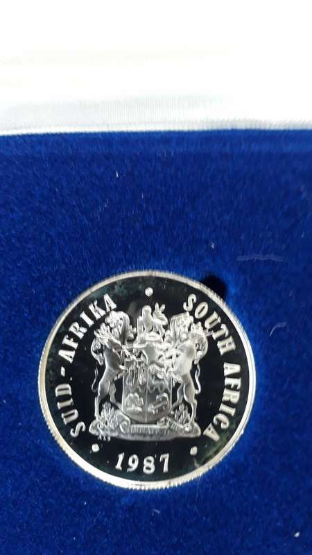 SOUTH AFRICA R1 1987 PROOF SILVER IN BOX