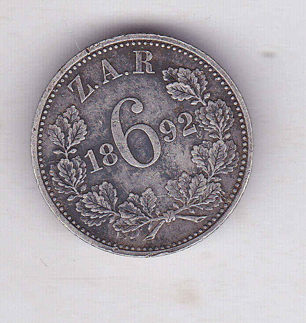ZAR KRUGER 6 PENCE 1892 XF