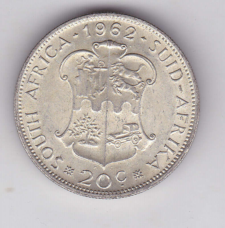 SOUTH AFRICA 20 CENTS 1962 UNC