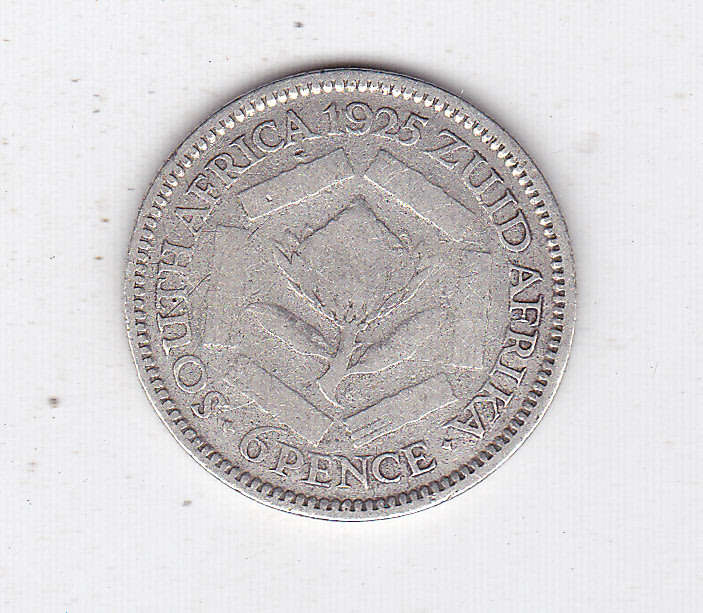 SOUTH AFRICA RARE DATE 6D 1925