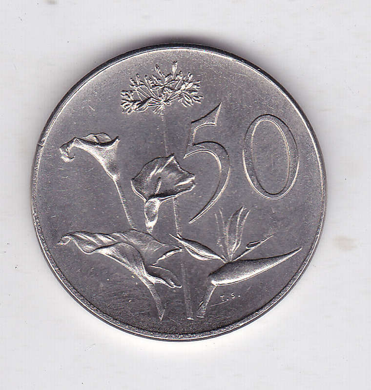 SUID AFRIKA 50 CENTS 1965 HIGH GRADE AFRIKAANS LEGEND