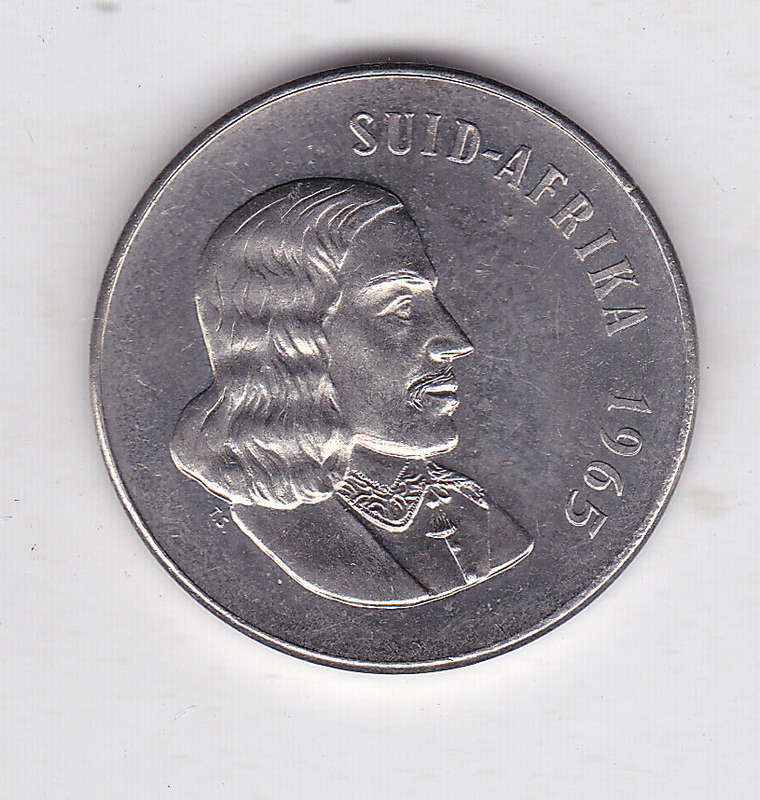 SUID AFRIKA 50 CENTS 1965 HIGH GRADE AFRIKAANS LEGEND