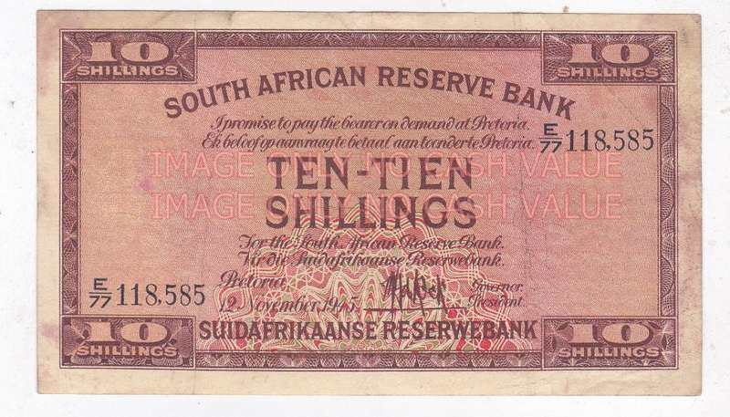 SOUTH AFRICA 10 SHILLINGS DE KOCK 1945 FINE - E77 118585