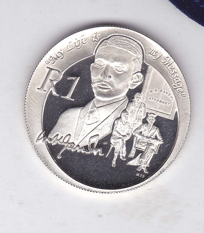 SOUTH AFRICA PROTEA R1 UNC GANDHI 2008 WITH C.O.A ANS MINT POUCH
