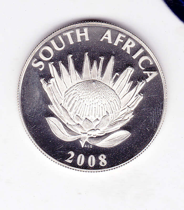 SOUTH AFRICA PROTEA R1 UNC GANDHI 2008 WITH C.O.A ANS MINT POUCH