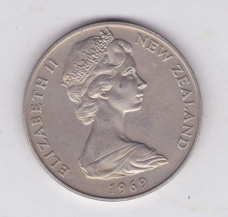 NEW ZEALAND DOLLAR(CROWN SIZE) COOK'S CHART 1969 AUNC