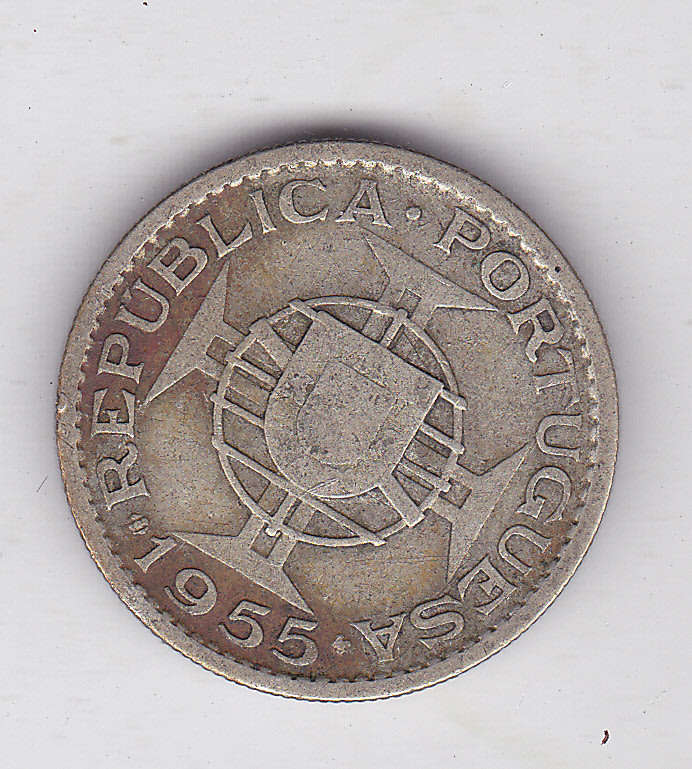 MOZAMBIQUE 10 ESCUDOS 1955 SILVER