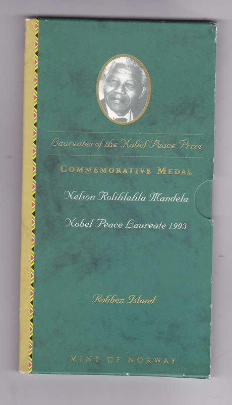 MANDELA 1 oz SILVER ROBBEN ISLAND IN GREEN FOLDER -MINT OF NORWAY