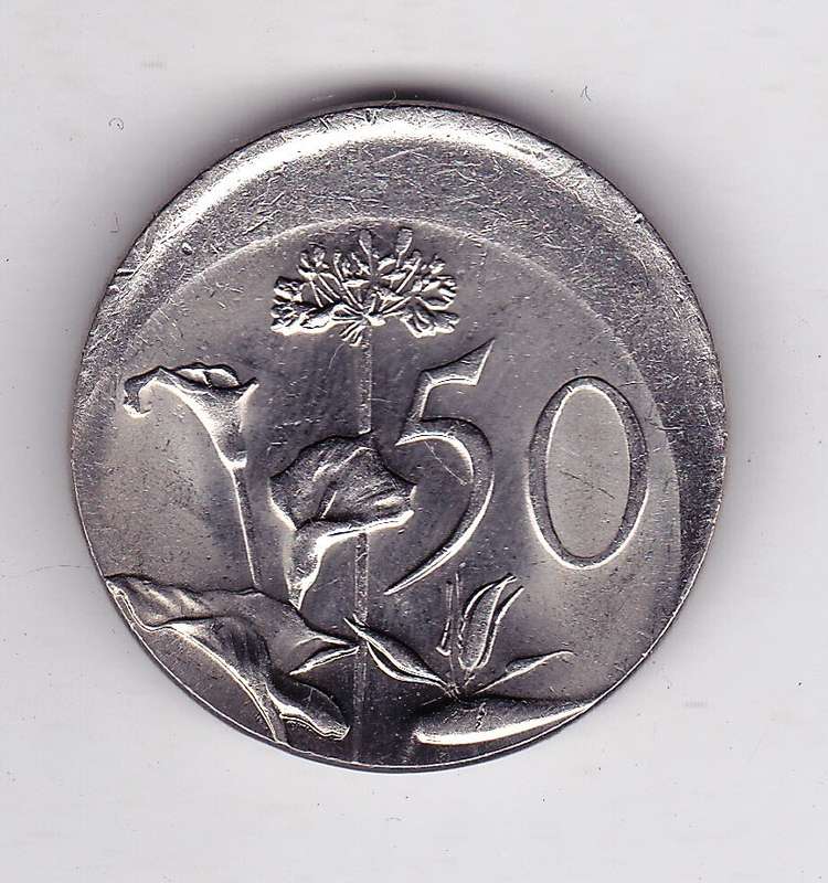 SOUTH AFRICA ERROR 50 CENTS OFF CENTER STRIKE- MISTRUCK