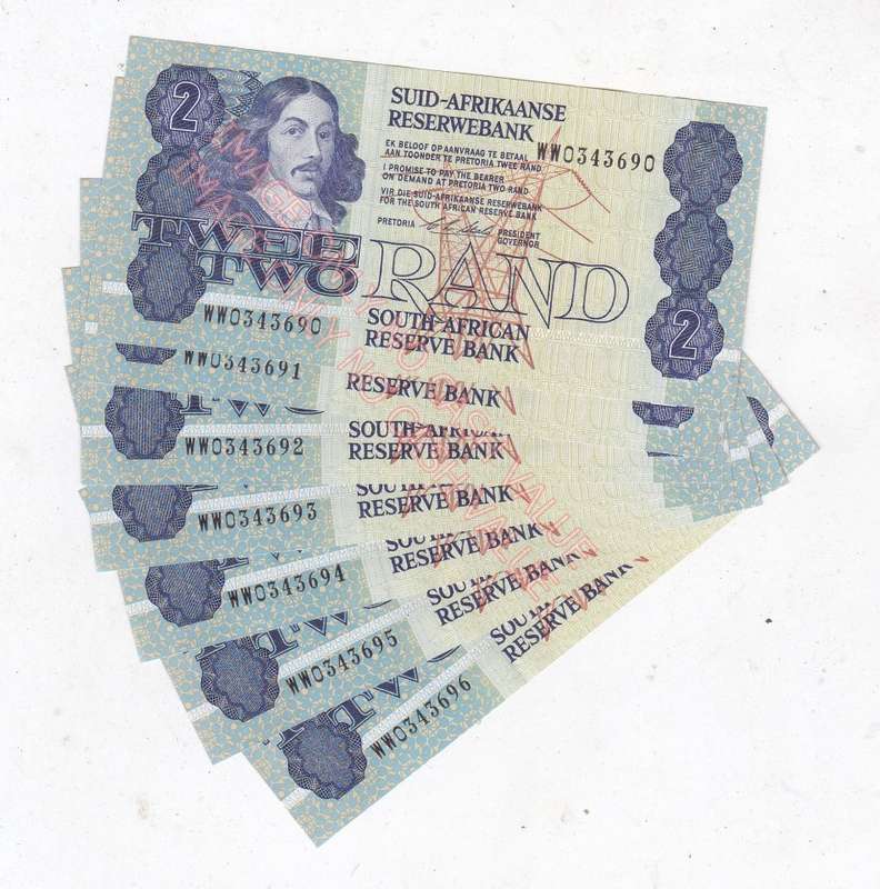 SOUTH AFRICA STALS REPLACEMENT R2  WW 1990 7CONSECUTIVE NOTES UNC