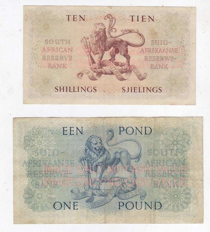 SOUTH AFRICA DE KOCK SET 10 SHILLINGS, 1 POUND, 5 POUNDS AND 10 POUNDS