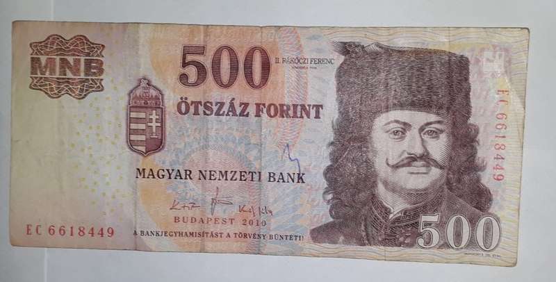 HUNGARY 500 FORINT 2010 FV=R25