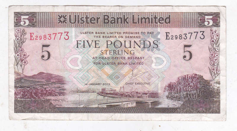 ULSTER BANK 5 POUNDS 2013