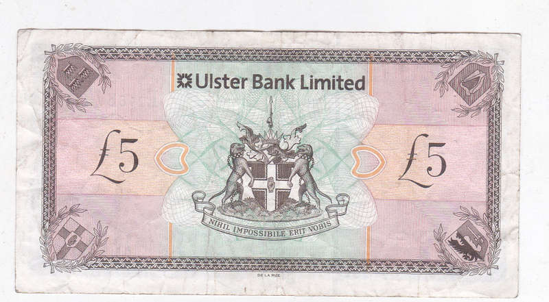 ULSTER BANK 5 POUNDS 2013
