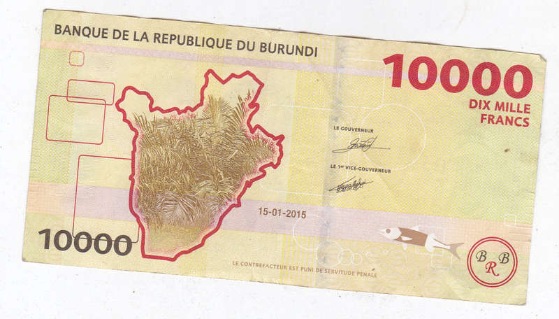 BURUNDI 10000 FRANCS 2015 FV=R79