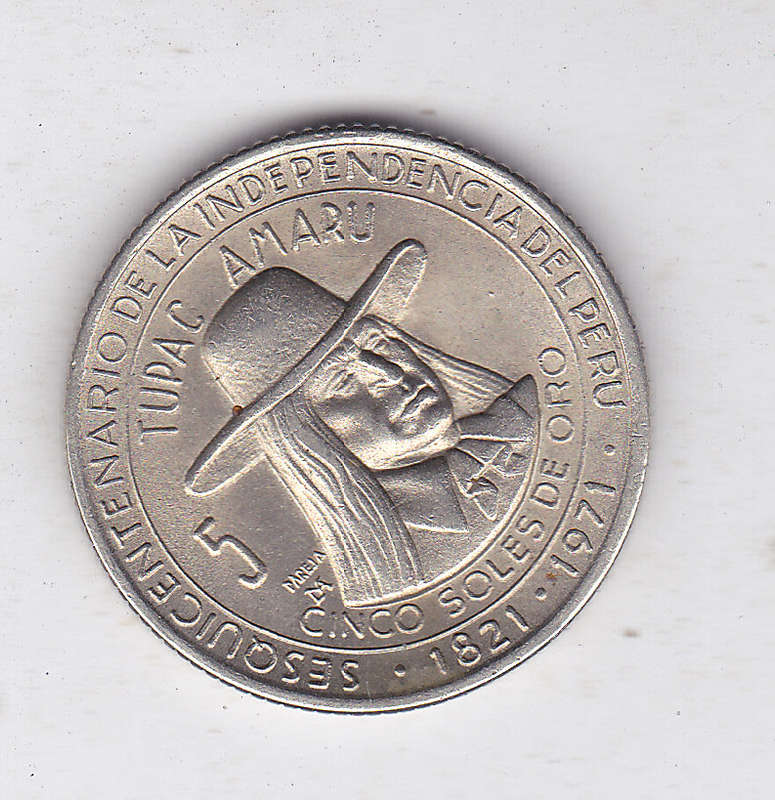 PERU 5 SOLES 1971 AUNC