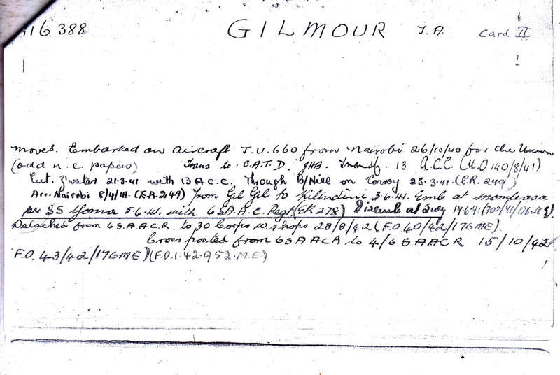 WW2 TRIO - 116388 A.T. GILMOUR WOUNDED IN ACTION  - COPIES SERVICE RECORDS