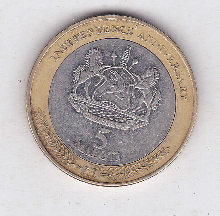 LESOTHO 5 LOTI INDEPENDENCE ANNIVERSARY 2016 BI METAL