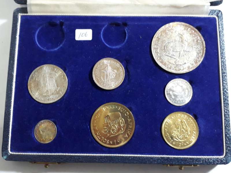 SOUTH AFRICA PROOF 1963 SET - LONG BOX - NO GOLD COINS