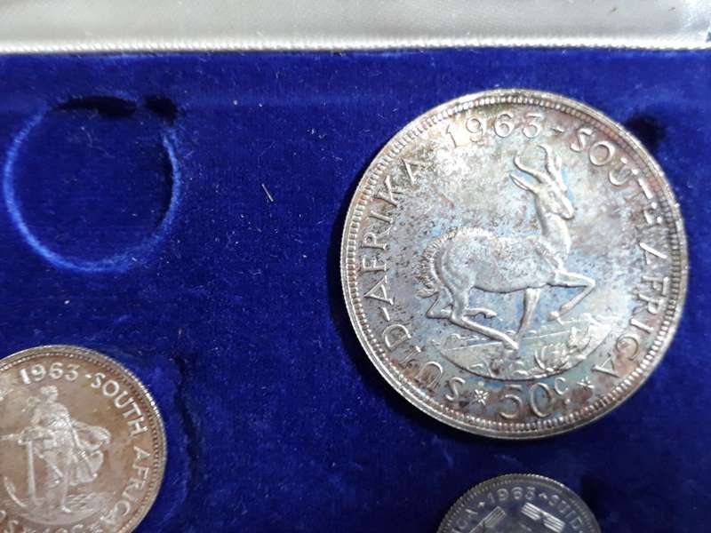 SOUTH AFRICA PROOF 1963 SET - LONG BOX - NO GOLD COINS