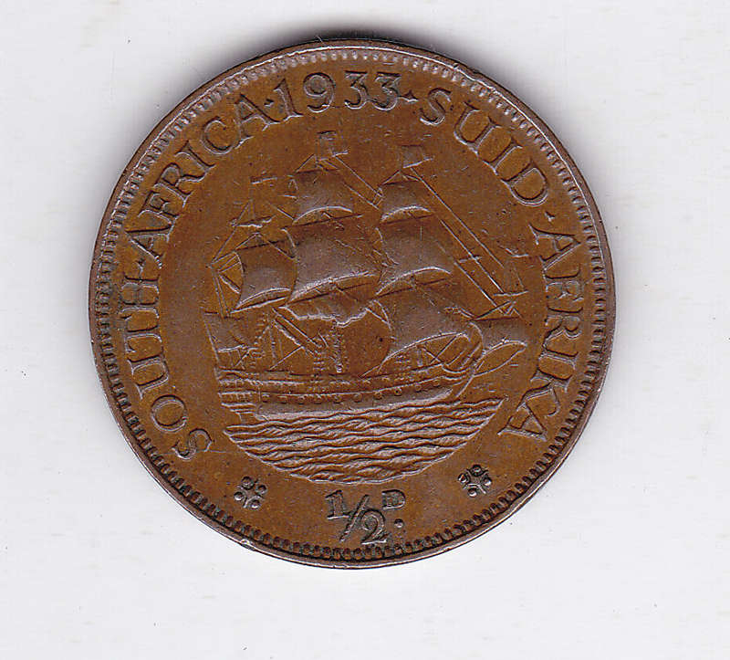 SOUTH AFRICA HALF PENNY 1933 XF