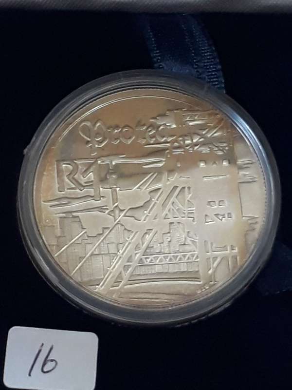 SOUTH AFRICA PROOF MINING 1999 PROTEA SILVER R1 WITH COA AND BOX