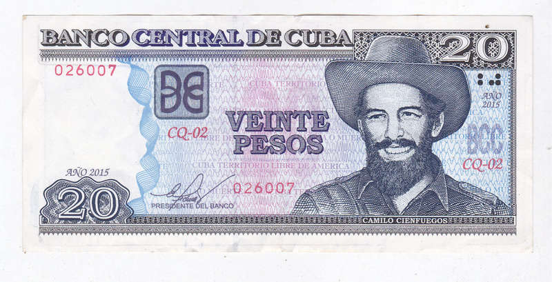 CUBA 20 PESOS 2015 HIGH GRADE