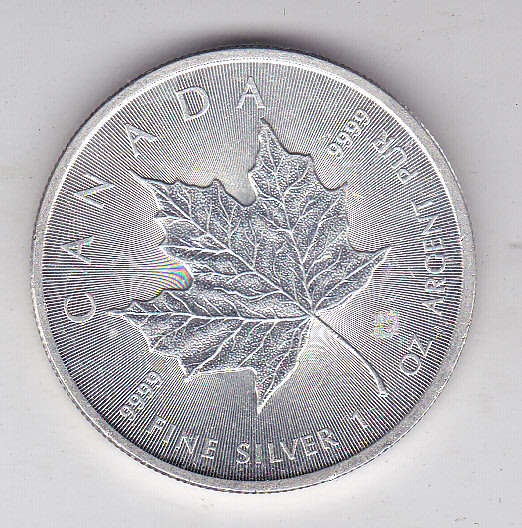 CANADA $5 ONE OUNCE SILVER 2016 .9999 AG XF