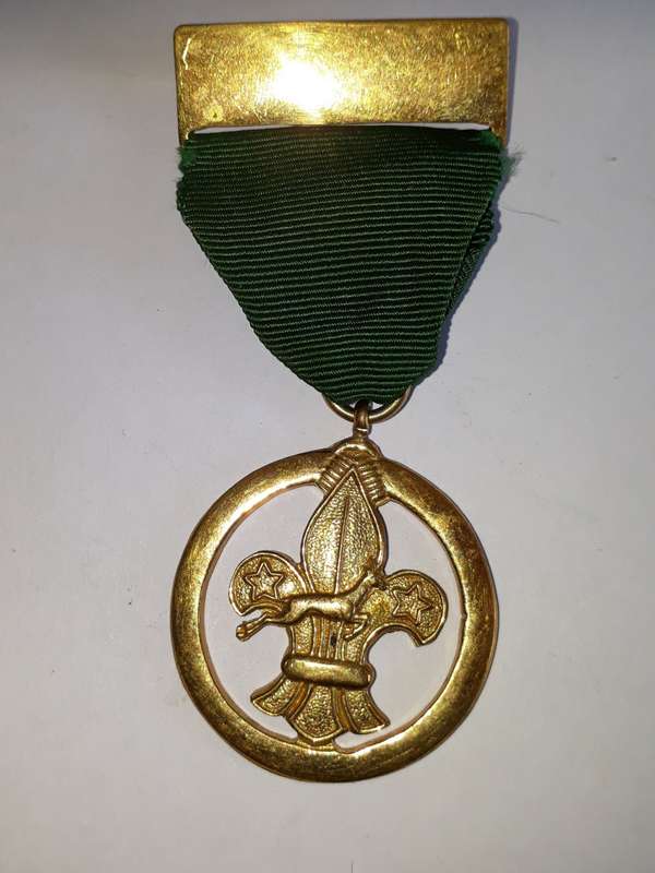 VINTAGE BOY SCOUTS SPRINGBOK MEDAL OF MERIT WITH RIBBON AND BAR