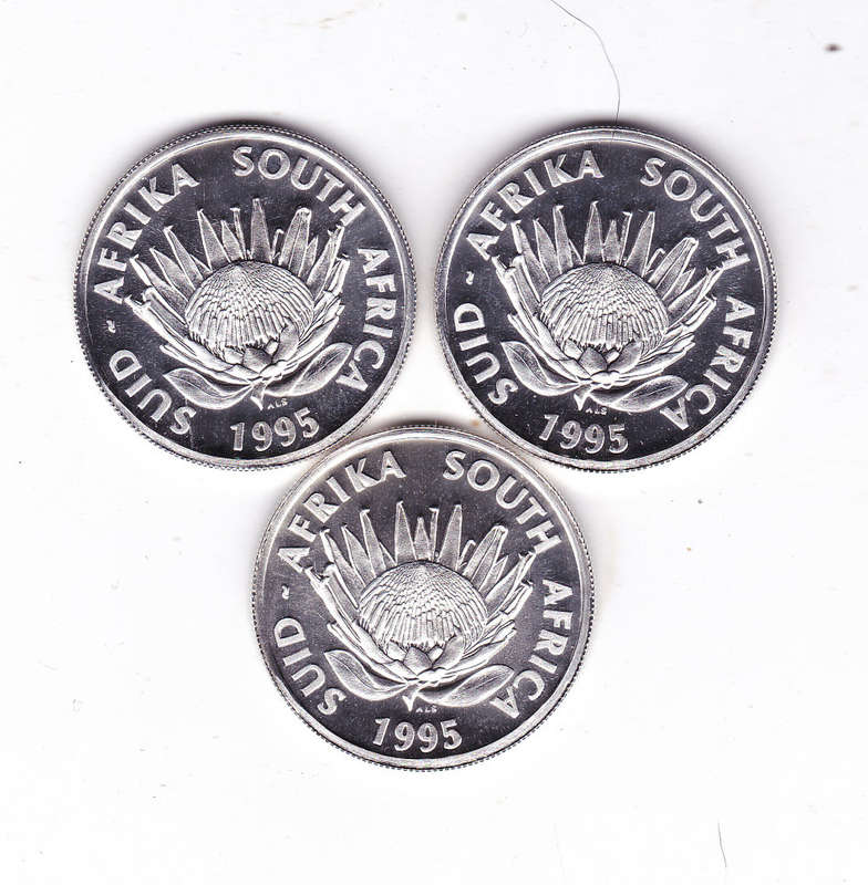 SOUTH AFRICA R1 1995 RAILWAYS UNC- BID PER COIN - 3 AVAILABLE