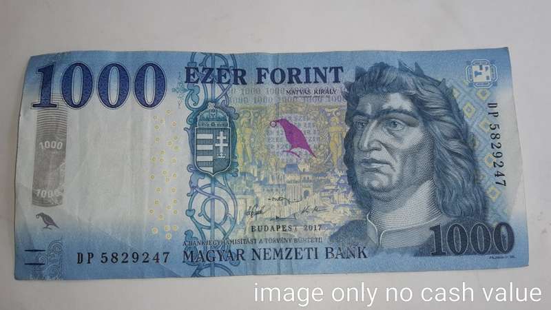 HUNGARY 1000 FORINT BUDAPEST 2017 FACE VALUE =R49