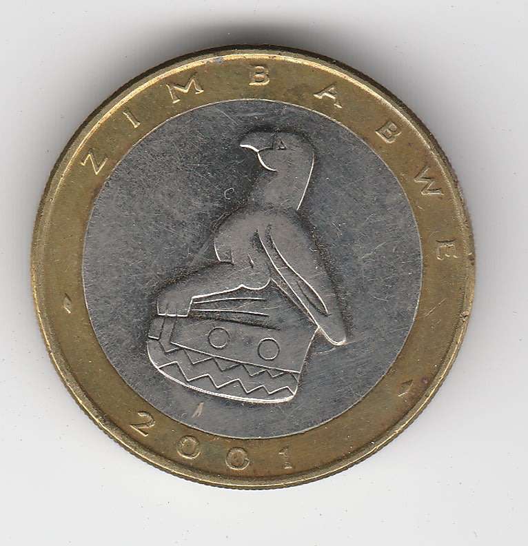 ZIMBABWE $5 2001 BI METAL HIGH GRADE