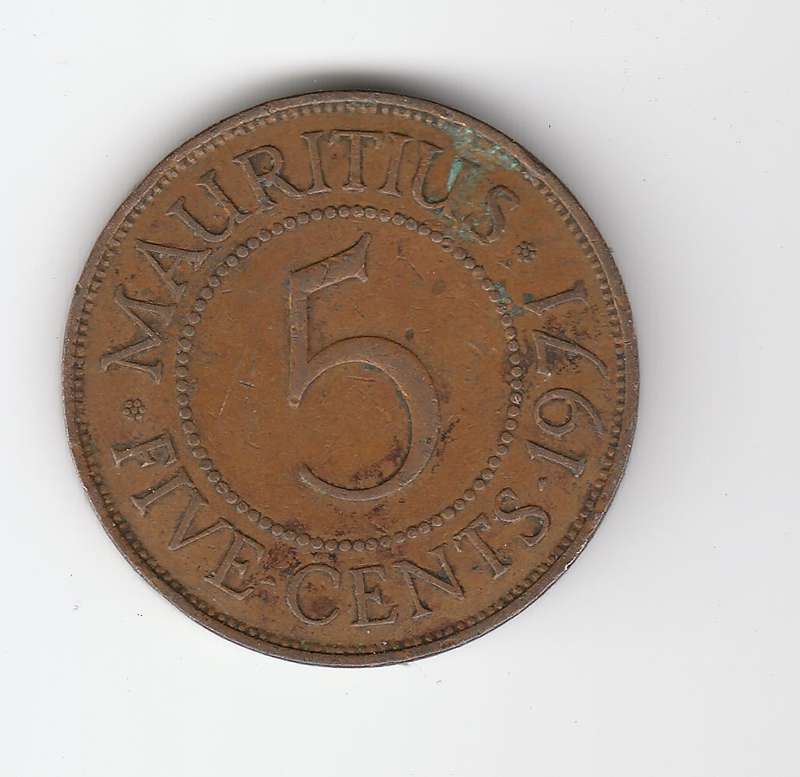 MAURTIUS 5 CENTS 1971