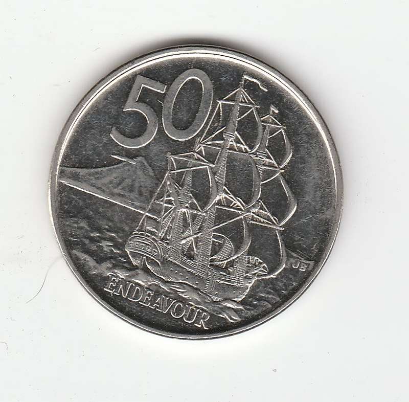 NEW ZEALAND 50 CENT ENDEAVOUR 2014 HIGH-GRADE