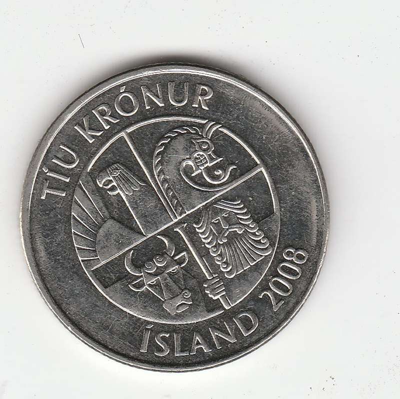 ICELAND 10 KRONA 2008 HIGH-GRADE