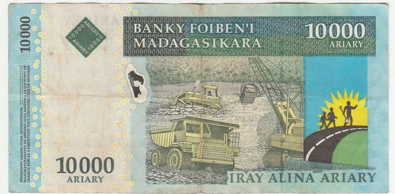 MADAGASCAR 10000 ARIARY FACE VALUE=R45