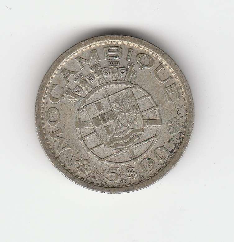 MOZAMBIQUE 5 ESCUDOS 1960 SILVER