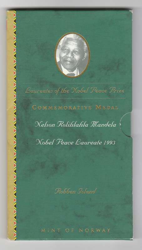 MANDELA ROBBEN ISLAND SILVER 1 OZ NOBEL COMMEMORATIVE MINT OF NORWAY IN FOLDER