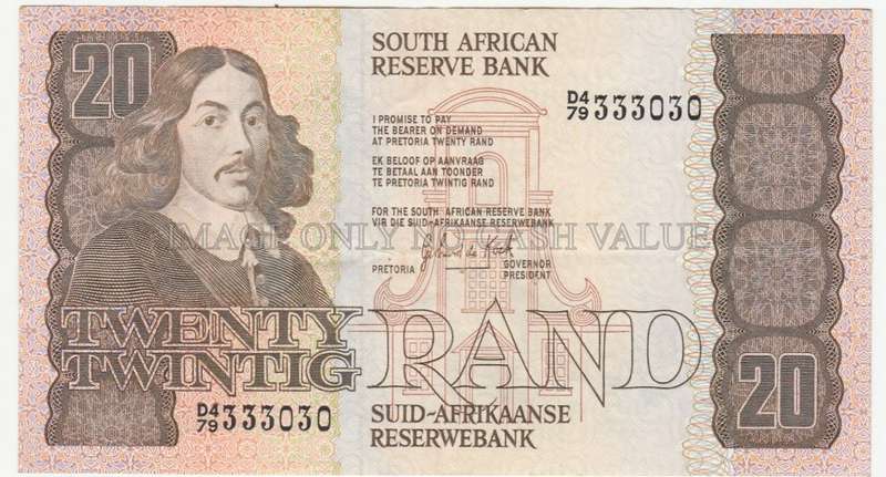 SOUTH AFRICA R20 DE KOCK 1984 D479 333030 - ALL THE 3'S - XF