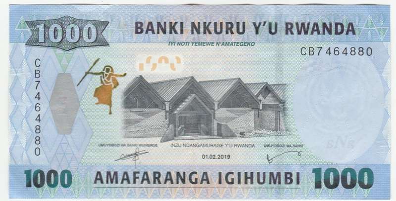 RWANDA 1000 FRANCS MONKEY 2019 FACE VALUE R15