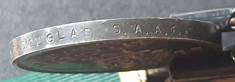 SOUTH AFRICA AIRFORCE EFFICIENCY MEDAL PAIR SGT D.R.D. DOUGLAS S.A.A.F WITH 39-45 WAR MEDAL