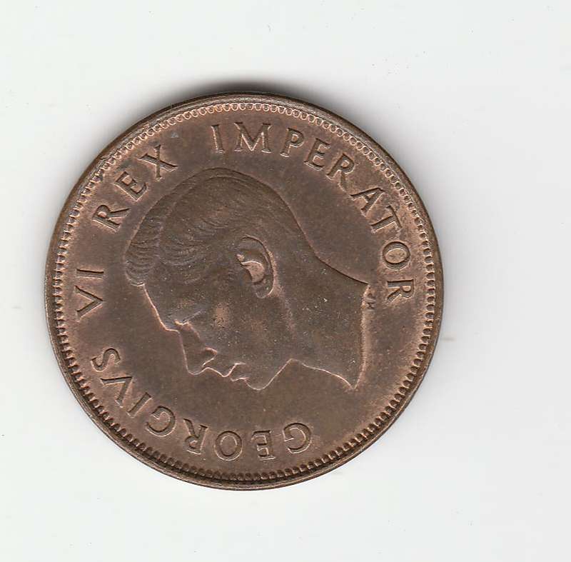 SOUTH AFRICA HALF PENNY 1941 UNC TRACES OF RED LUSTER