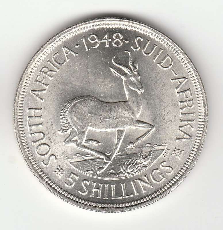 SOUH AFICA 5 SHILLINGS 1948 UNC