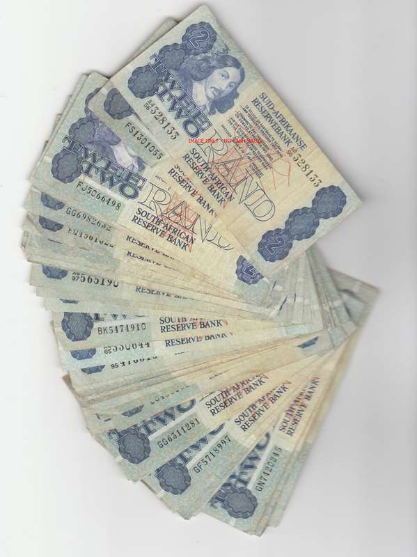 SOUTH AFRICA BUNDLE OF 50 R2 NOTES VF/VF+