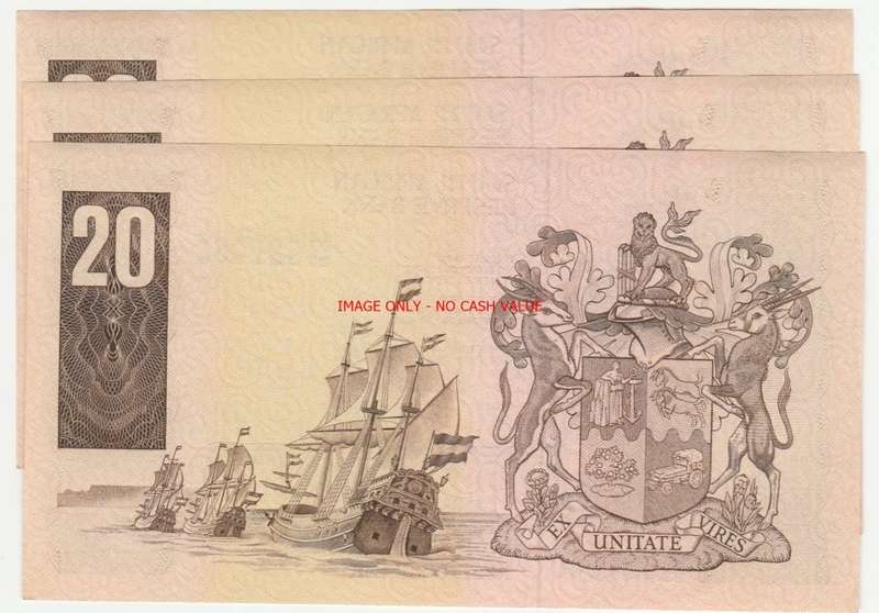 SOUTH AFRICA R20 G DE KOCK 3rd ISSUE - 3 CONSECUTIVE NOTES AUNC