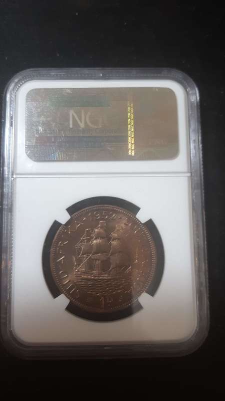 SOUTH AFRICA PENNY 1952 PF 65 RB - NGC