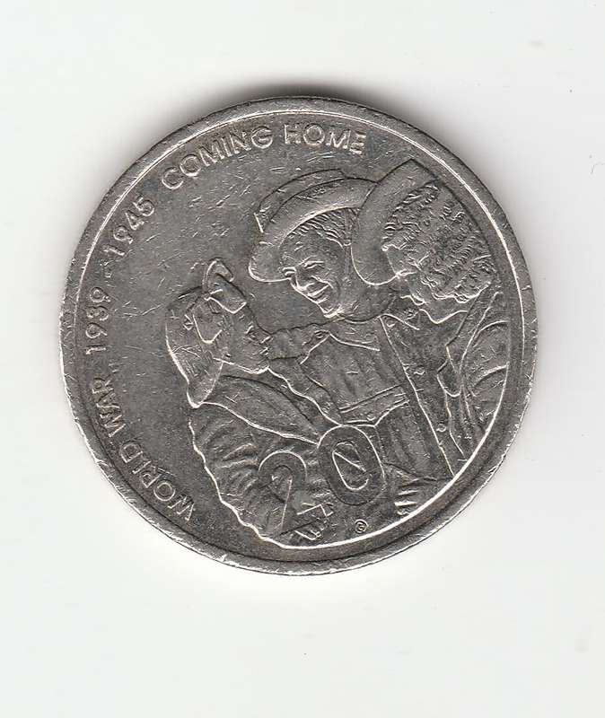 AUSTRALIA 20 CENTS WORLD WAR COMING HOME