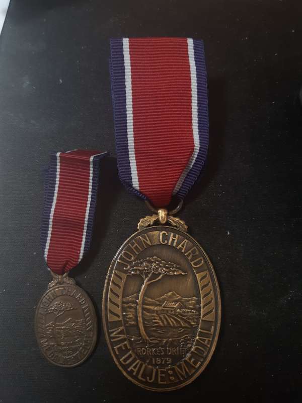 JOHN CHARD MEDAL F/S AND MINIATURE WITH RIBBONS