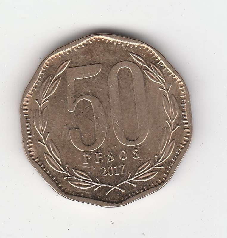 CHILE 50 PESOS 2017 AUNC