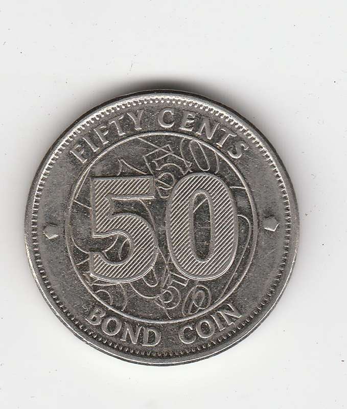 ZIMBABWE 50 CENTS BOND COIN 2017 HIGH GRADE
